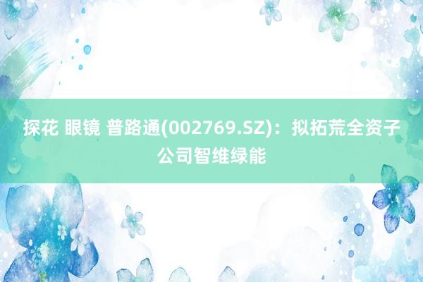 探花 眼镜 普路通(002769.SZ)：拟拓荒全资子公司智维绿能